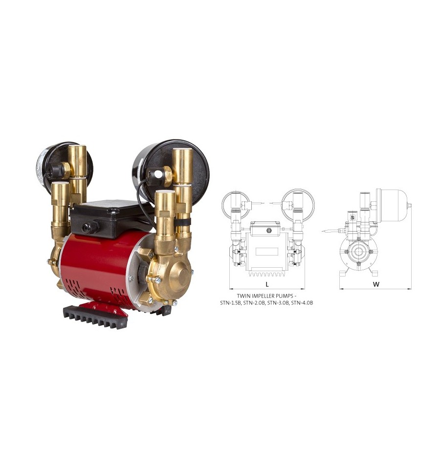 Grundfos Brass 2.0 Bar Twin Negative Head Shower Pump